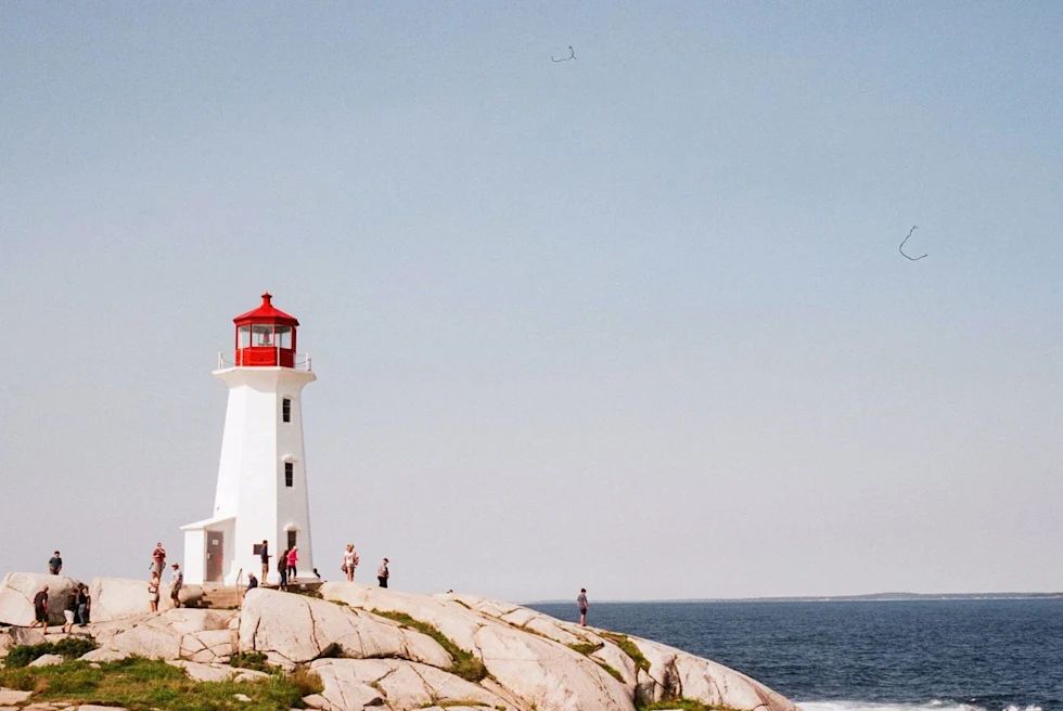 lighthouse on rocky shore