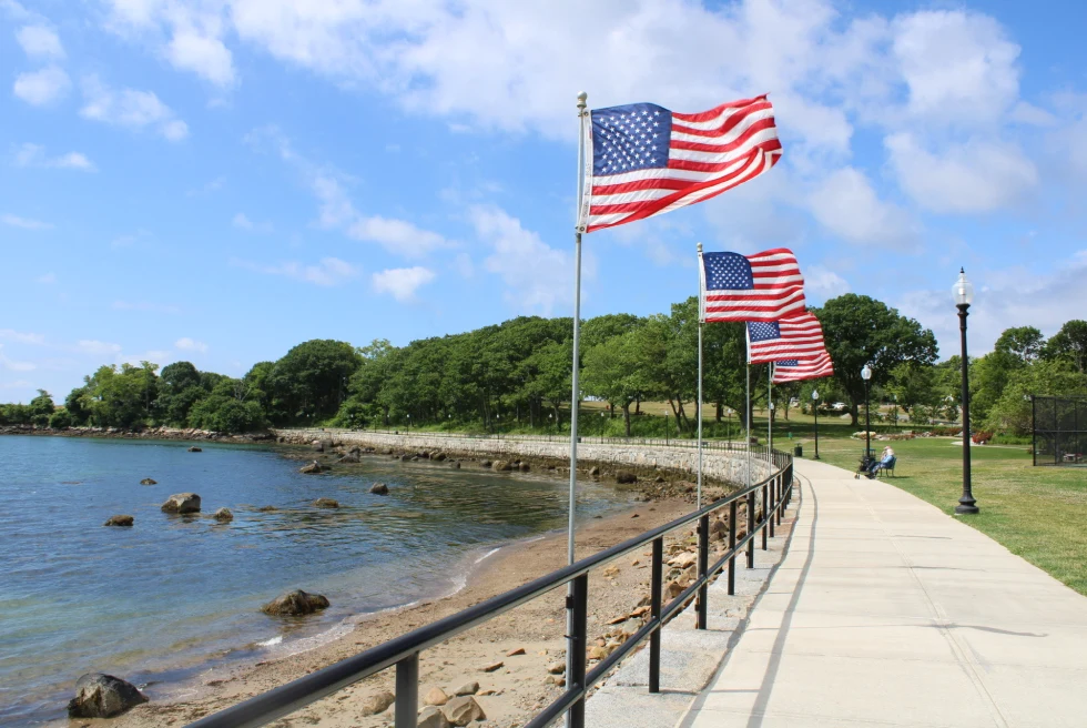 Flags on the seashore