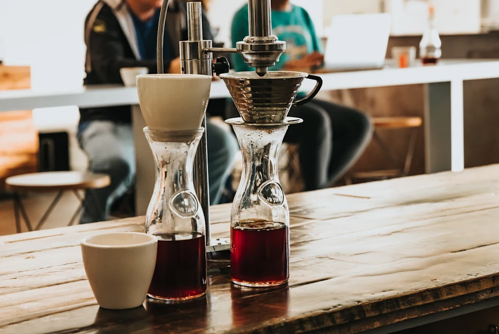 A pour over coffee station.