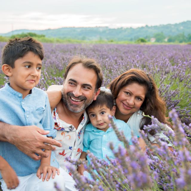 Ashita Shah Travel Agent in lavender field with family