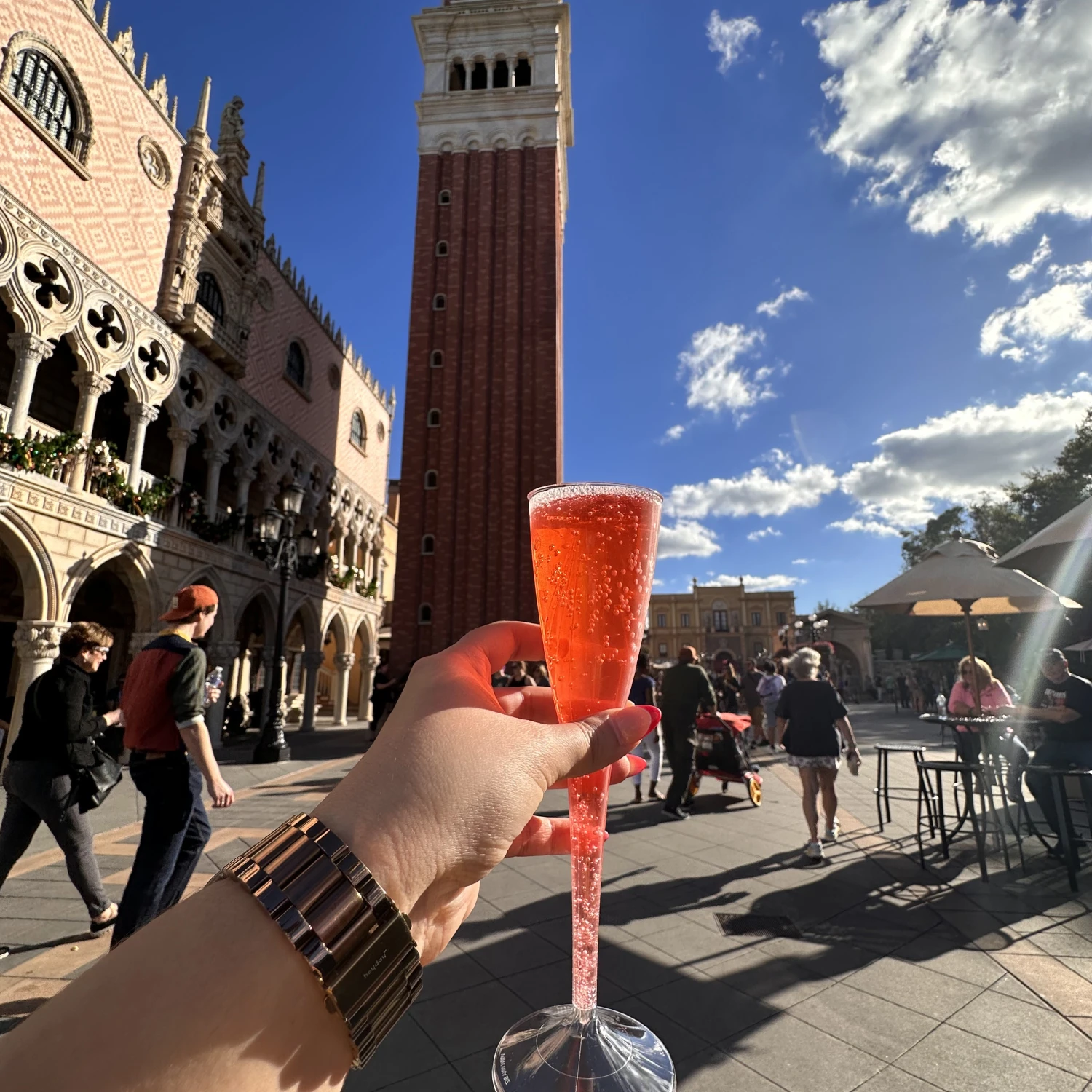 Picture of a red drink with a tower