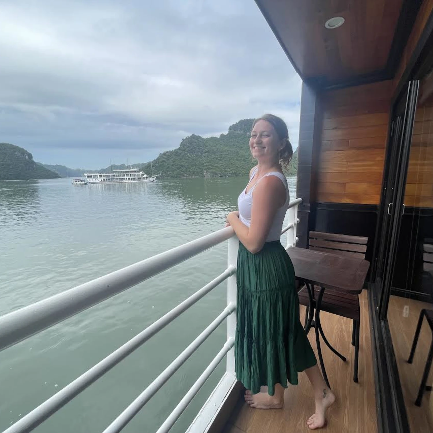 Erika posing on a cruise ship