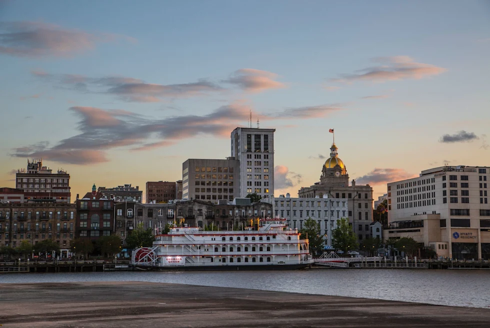 waterfront at sunset