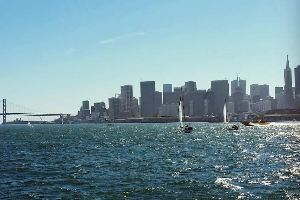An aerial view of the city