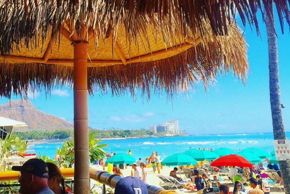 Restaurant overlooking beach and ocean during daytime