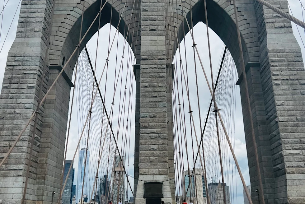 A close shot of a bridge in DUMBO New York.