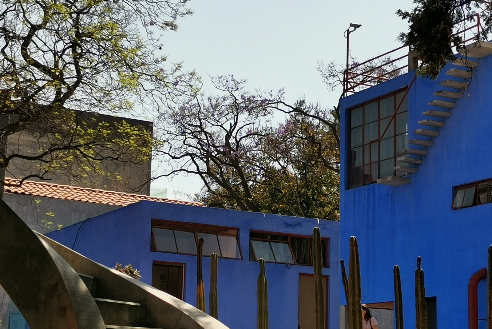 Casa Estudio Diego Rivera & Frida Kahlo blue walls and spiral staircase in Mexico City. 