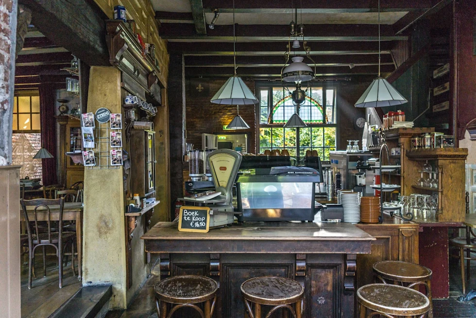 small coffee shop with knick knacks