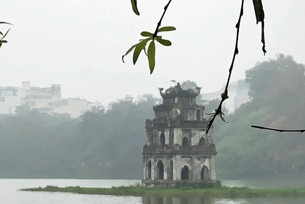 A tomb in the middle of the lake.