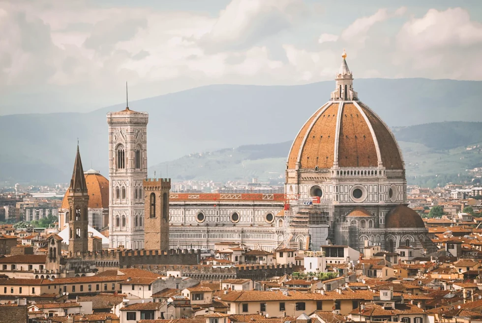 Aerial view of the Duomo in Florence showcasing the cathedral's incredible size. (Photo by Fede Roveda)