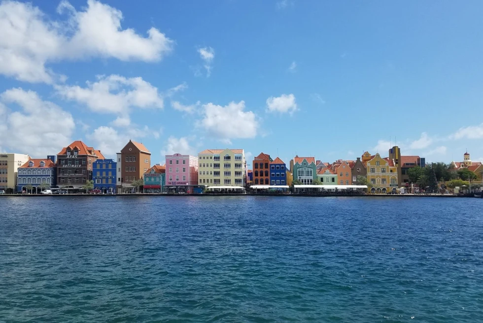 colorful row of houses on a waterfront