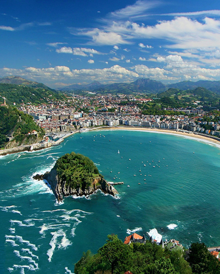 Bird's eye view of La Concha Bay in San Sebastian.