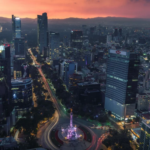 city night view of buildings in Mexico