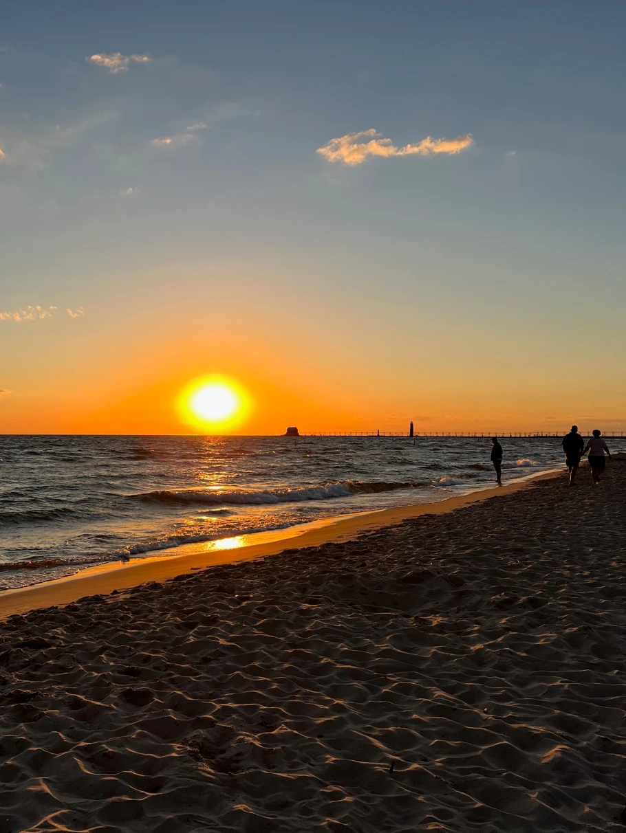 Beautiful sunset at the beach in Grand Haven.