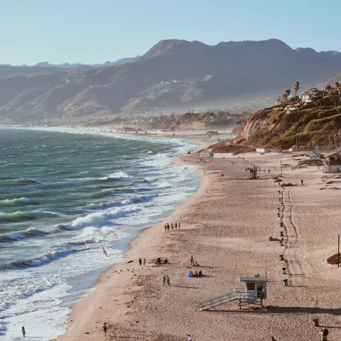 Beach coastline in Malibu, California. 