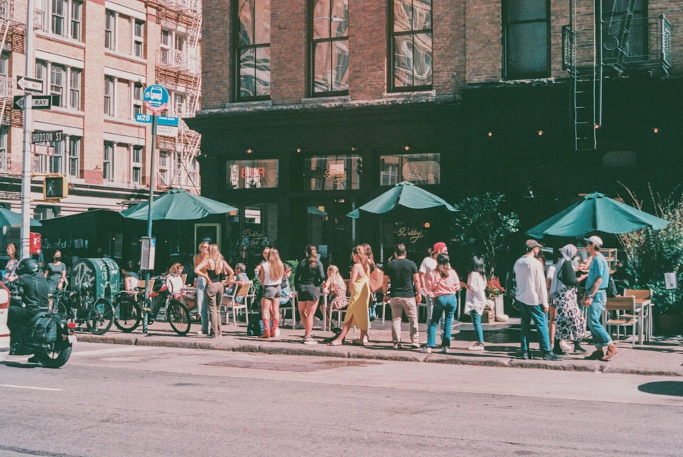 busy city outdoor restaurant