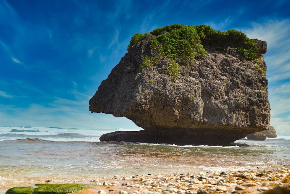 massive rock on the beach