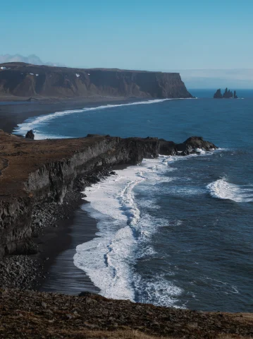 The black sand beaches coast of Iceland. 