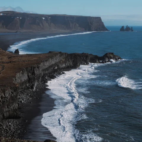 The black sand beaches coast of Iceland. 