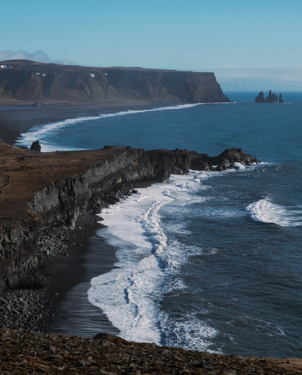 The black sand beaches coast of Iceland. 