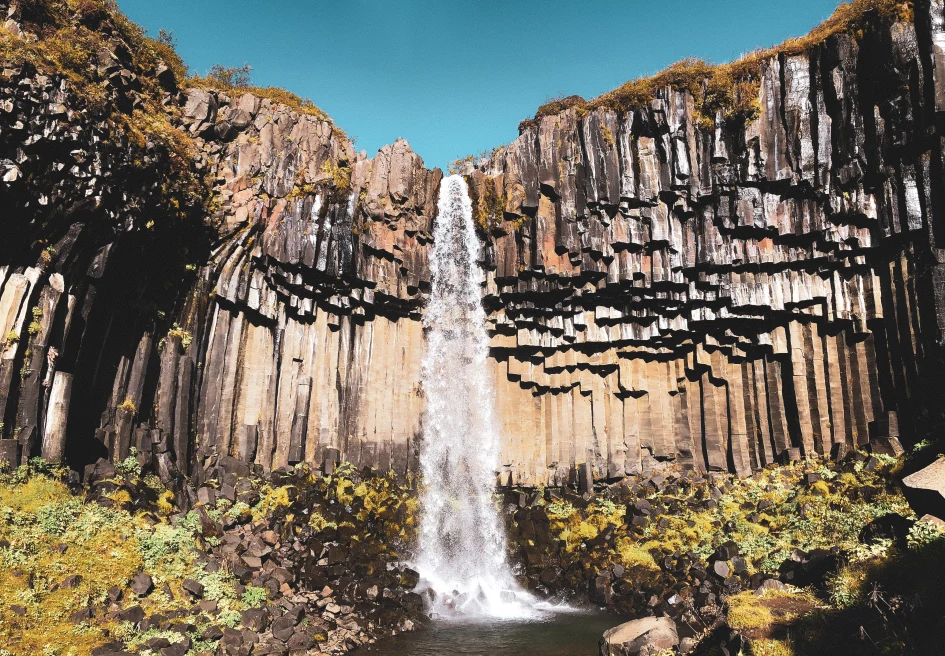 Cascading Svartifoss Waterfall in Iceland