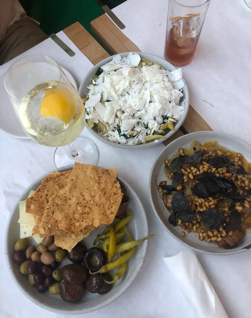 aerial view of gourmet plates at a restaurant