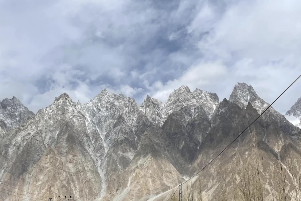 Mountains and a highway in Pakistan.