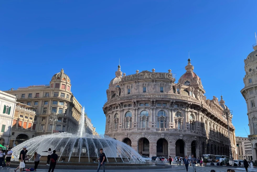 historic building in city center with fountain