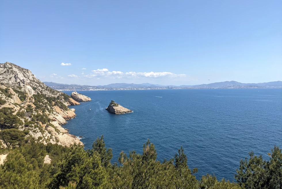 A rugged coastline and sea near Marseille.
