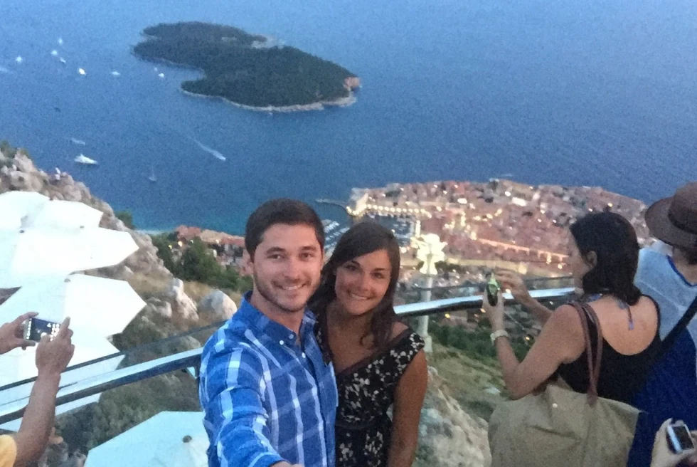 Two people taking a selfie in Dubrovnik.