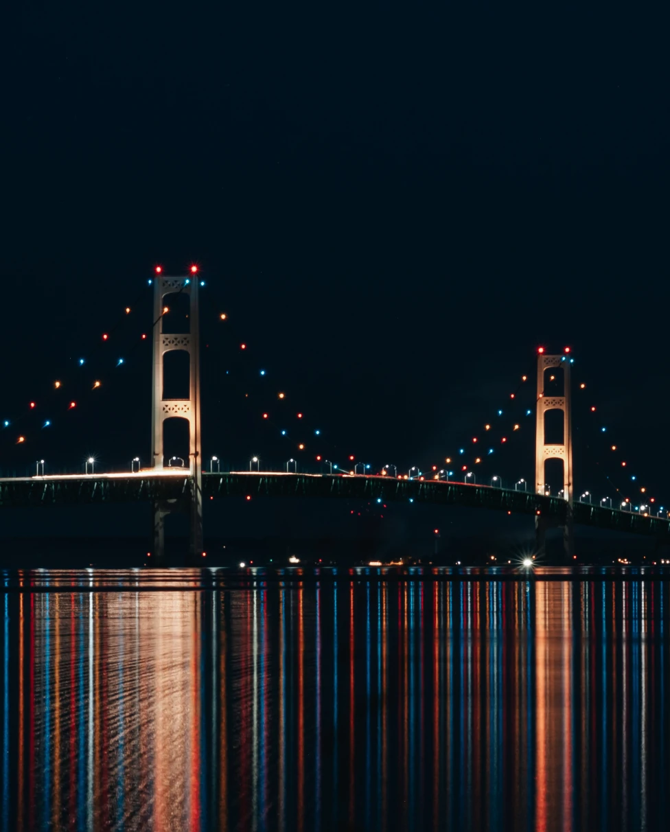 Bridge lighting in the night