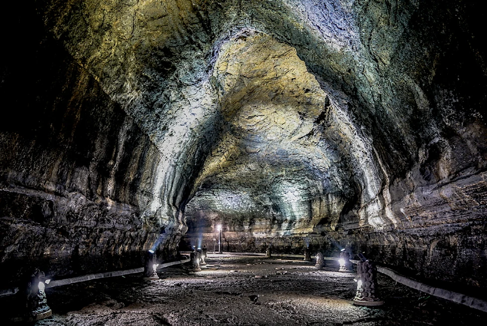 Cave view lit up.