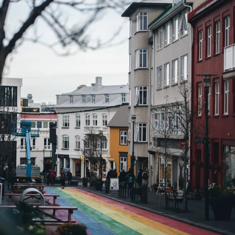 rainbow painted street