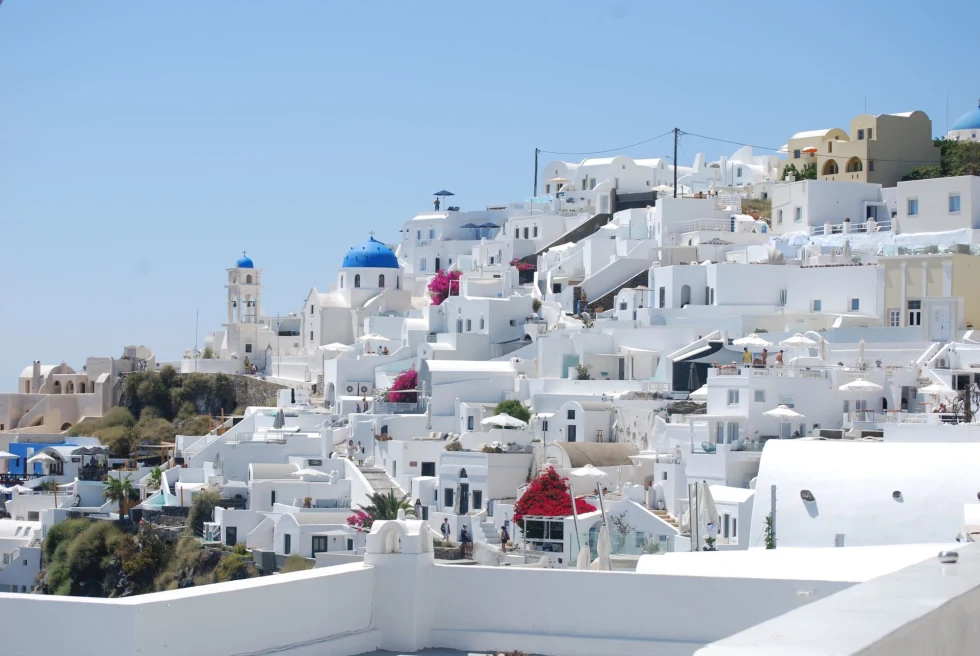 white rooftops of Greek island