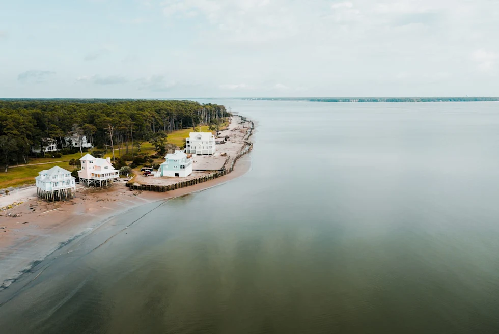 quiet village on calm water