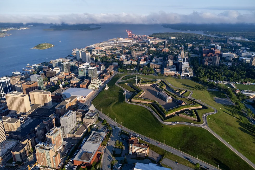 coastal city with central park