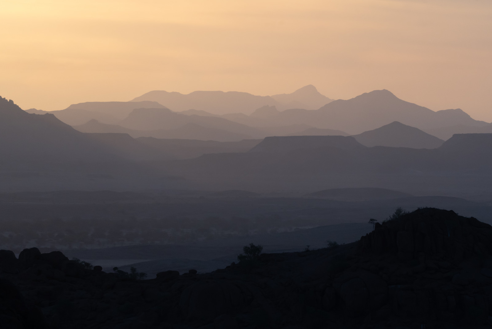 Mountain silhouette in Damaraland in Namibia, Africa