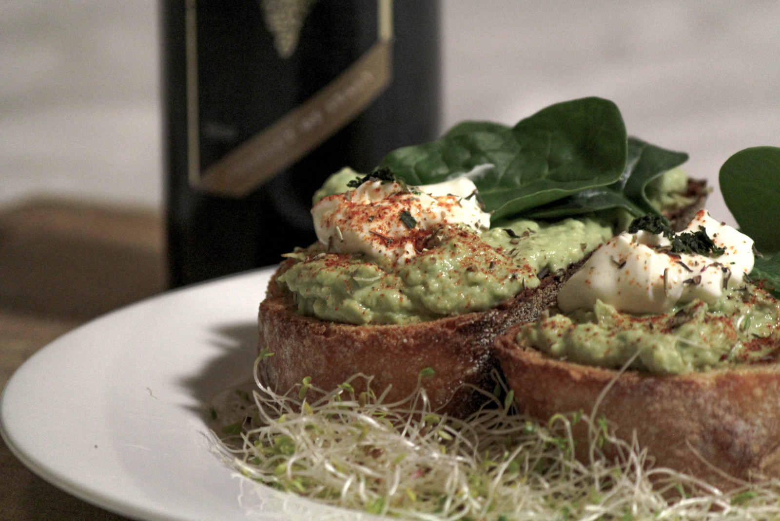 Avocado toast with eggs. 