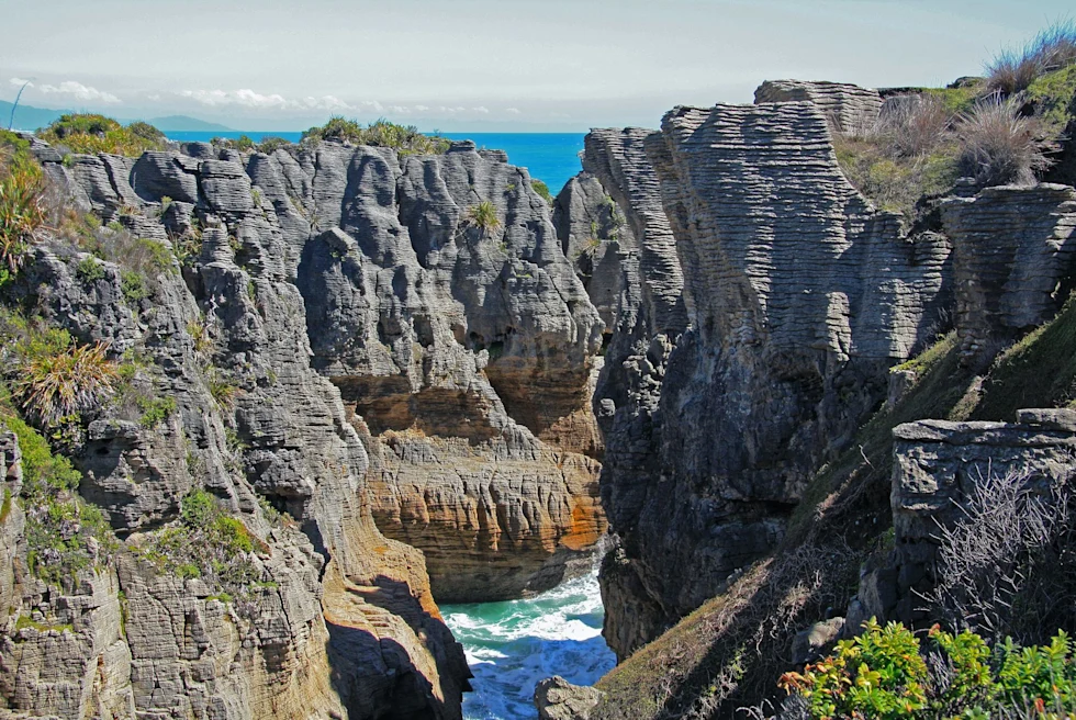 rock formations with water running through