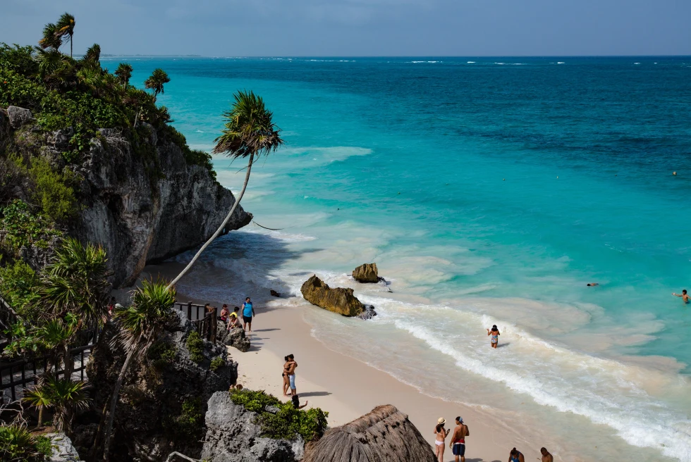 Landscape view of the beach in Tulum, Mexico