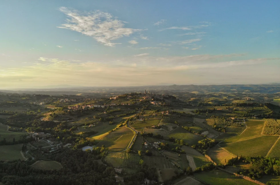 landscale at sunset of the Italian countryside 
