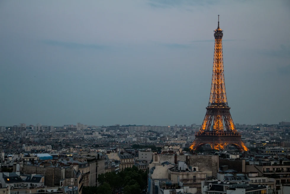 Eiffel Tower at night. 