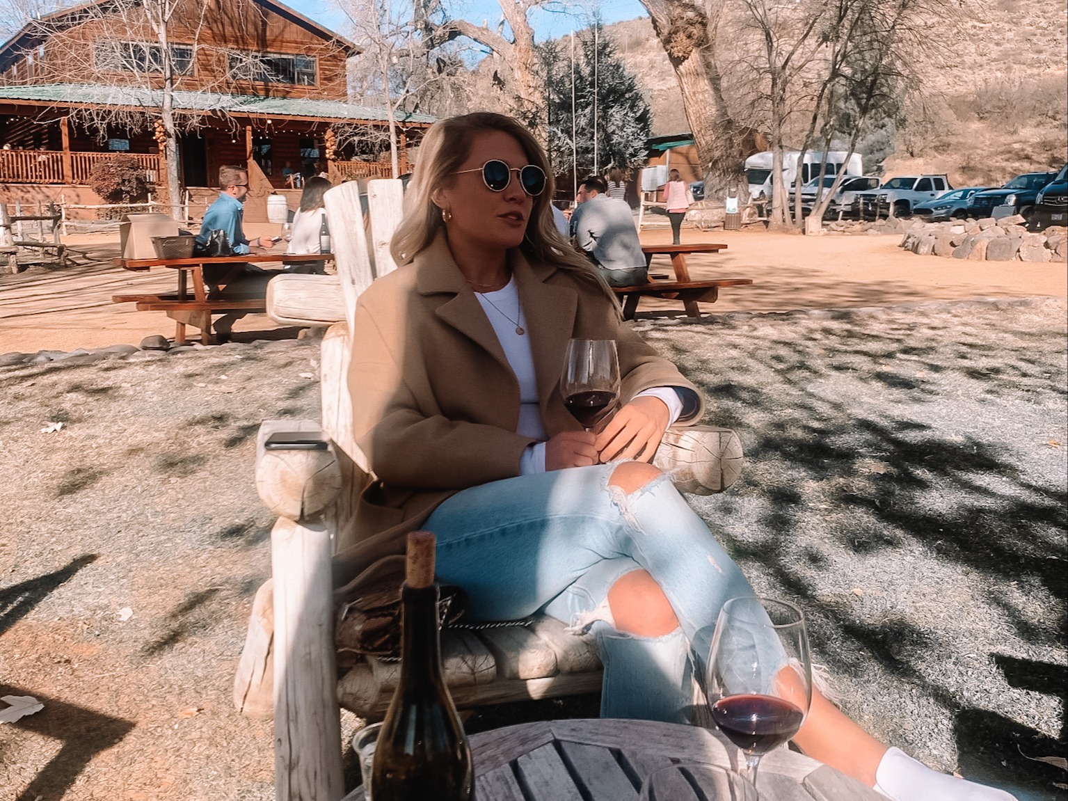 Girl sitting on a bench