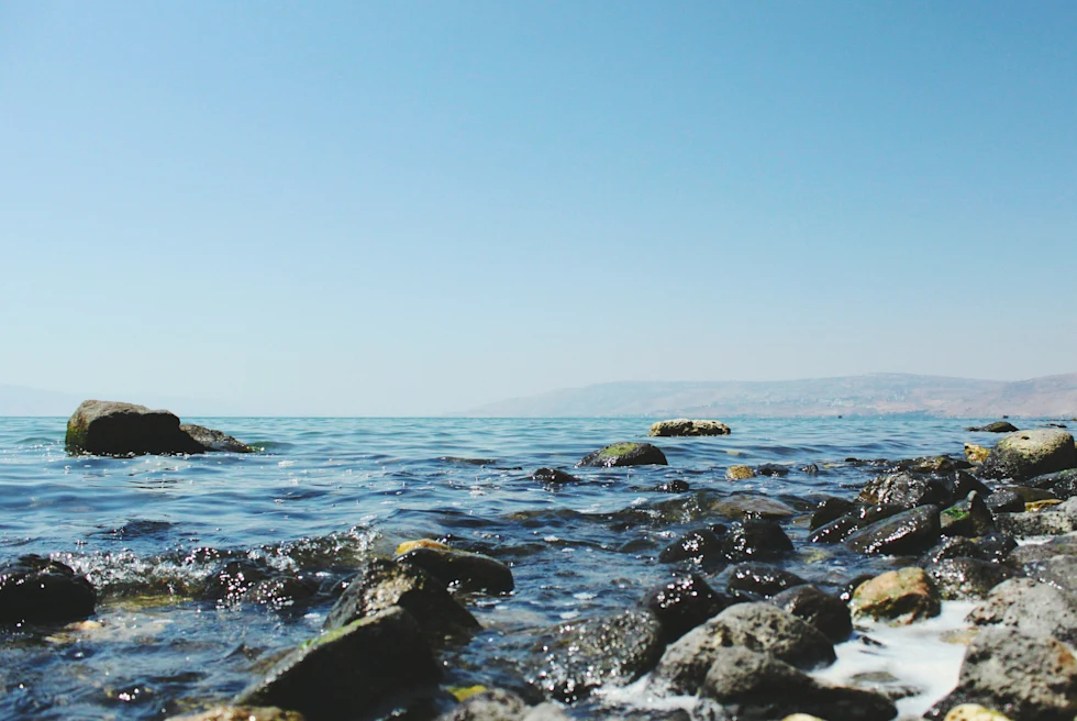 Body of water with rocks during daytime