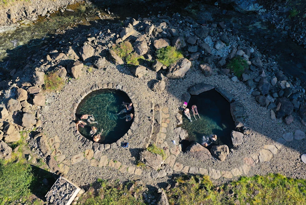 Hot baths outdoors in Iceland.