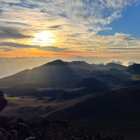 mountain range during sunrise