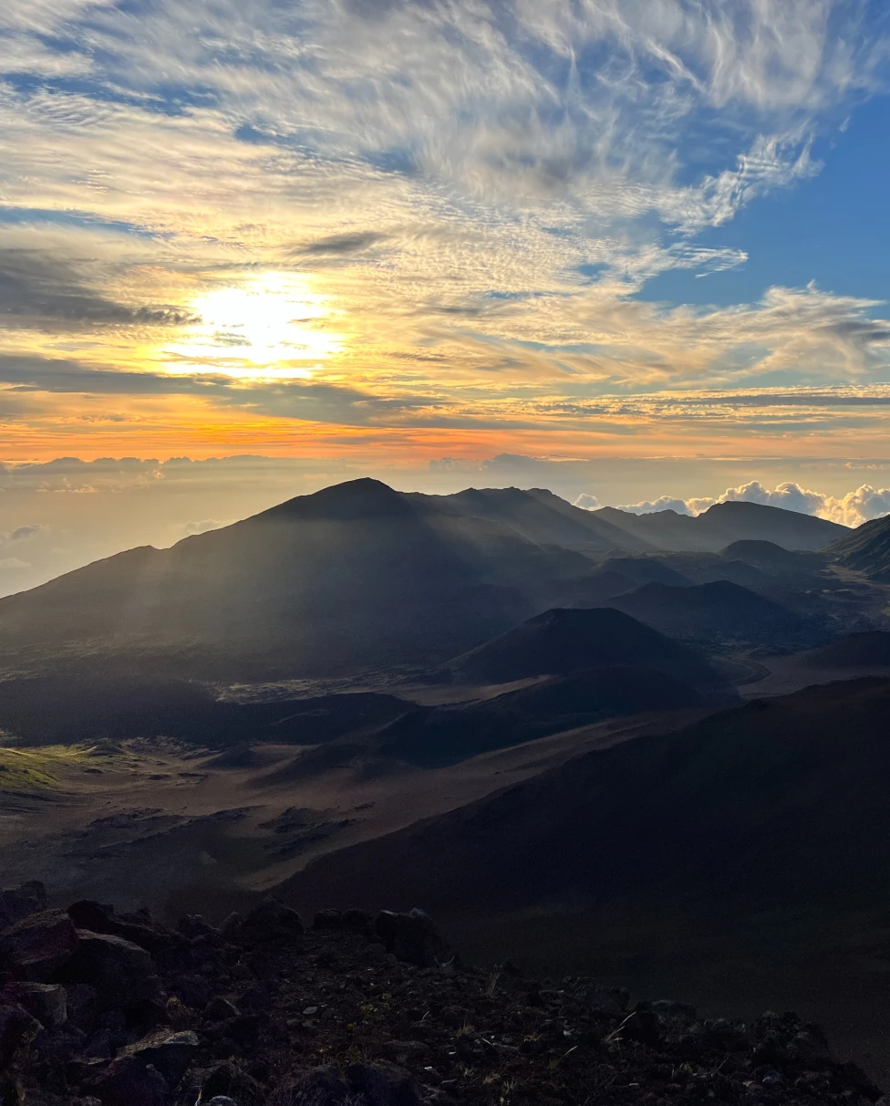 mountain range during sunrise