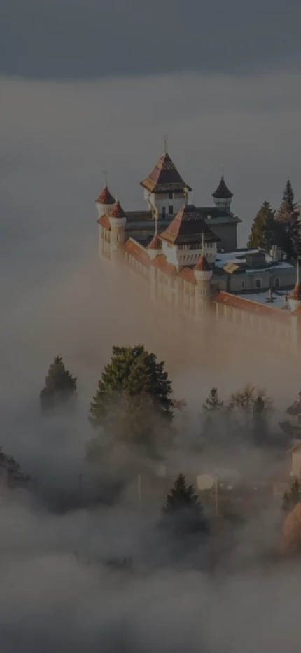 a cloud-covered castle