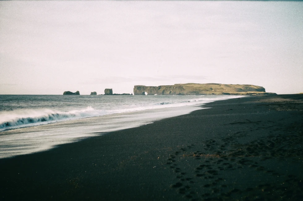 A black sand beach in Iceland. 