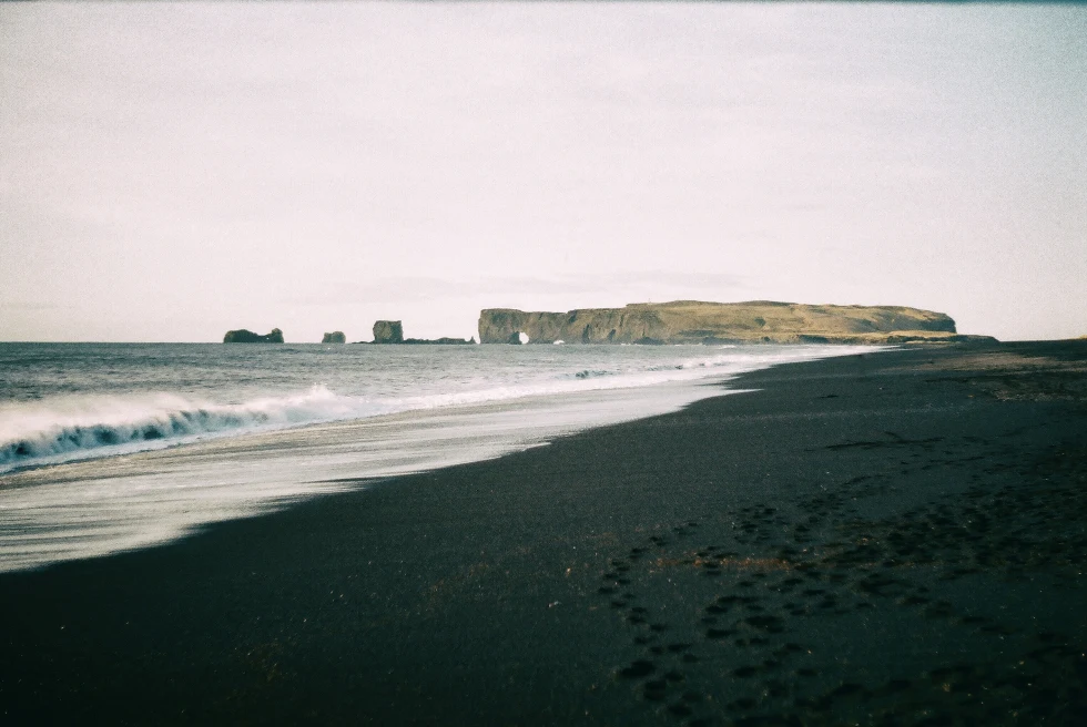 A black sand beach in Iceland. 